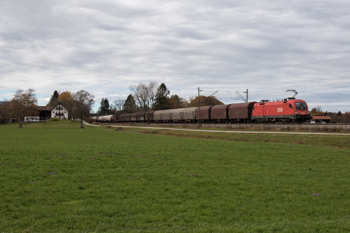 1116 181-9  Hanspeter  war am 7. November 2015 mit einem gemischten G�terzug bei �bersee in Richtung Salzburg unterwegs.