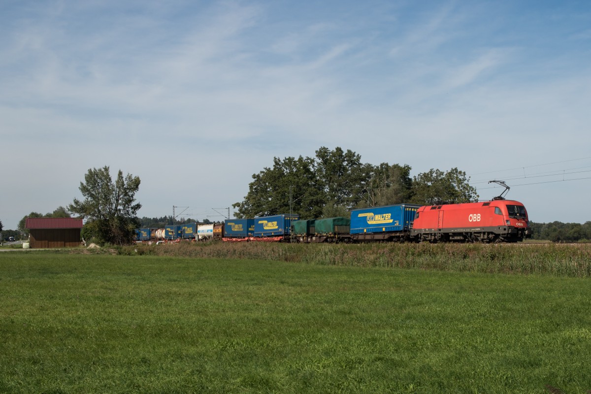 1116 277-5 mit einem G�terzug auf dem Weg nach Salzburg am 27. August 2015 bei Weisham.