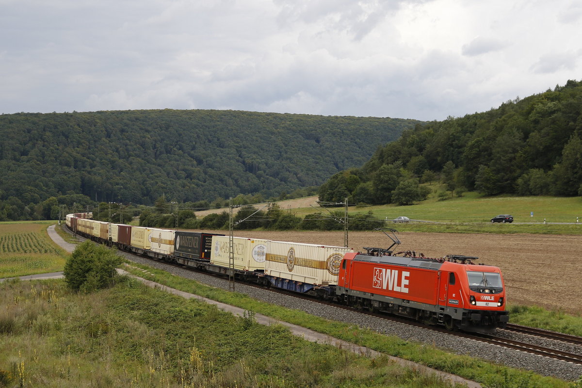 187 xxx Lok Nr: 82  Westfalen  der  Westf�lischen Landeseisenbahn  mit dem  Warsteiner-Zug  am 18. August 2017 bei Harrbach.