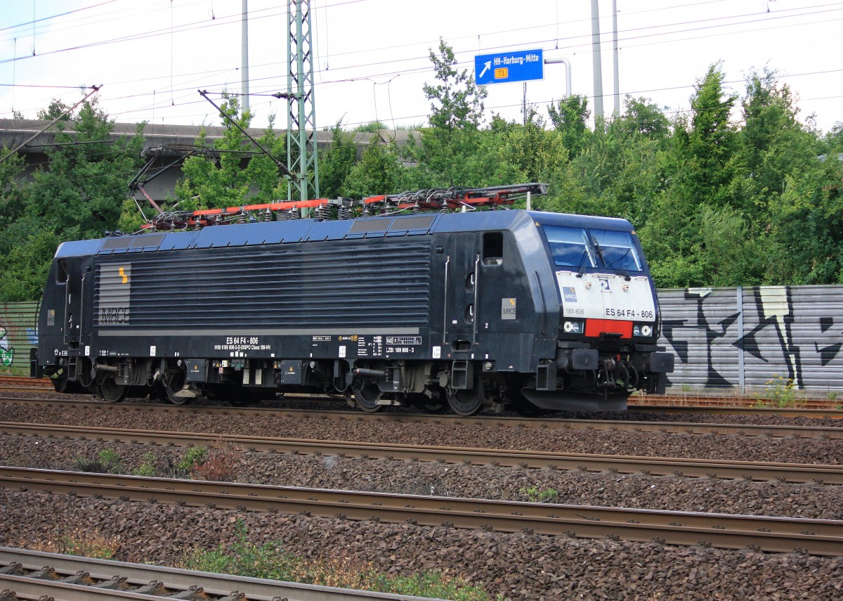 189 806-3 durchf�hrt am 31. Juli 2013 den Bahnhof von Hamburg-Harburg.