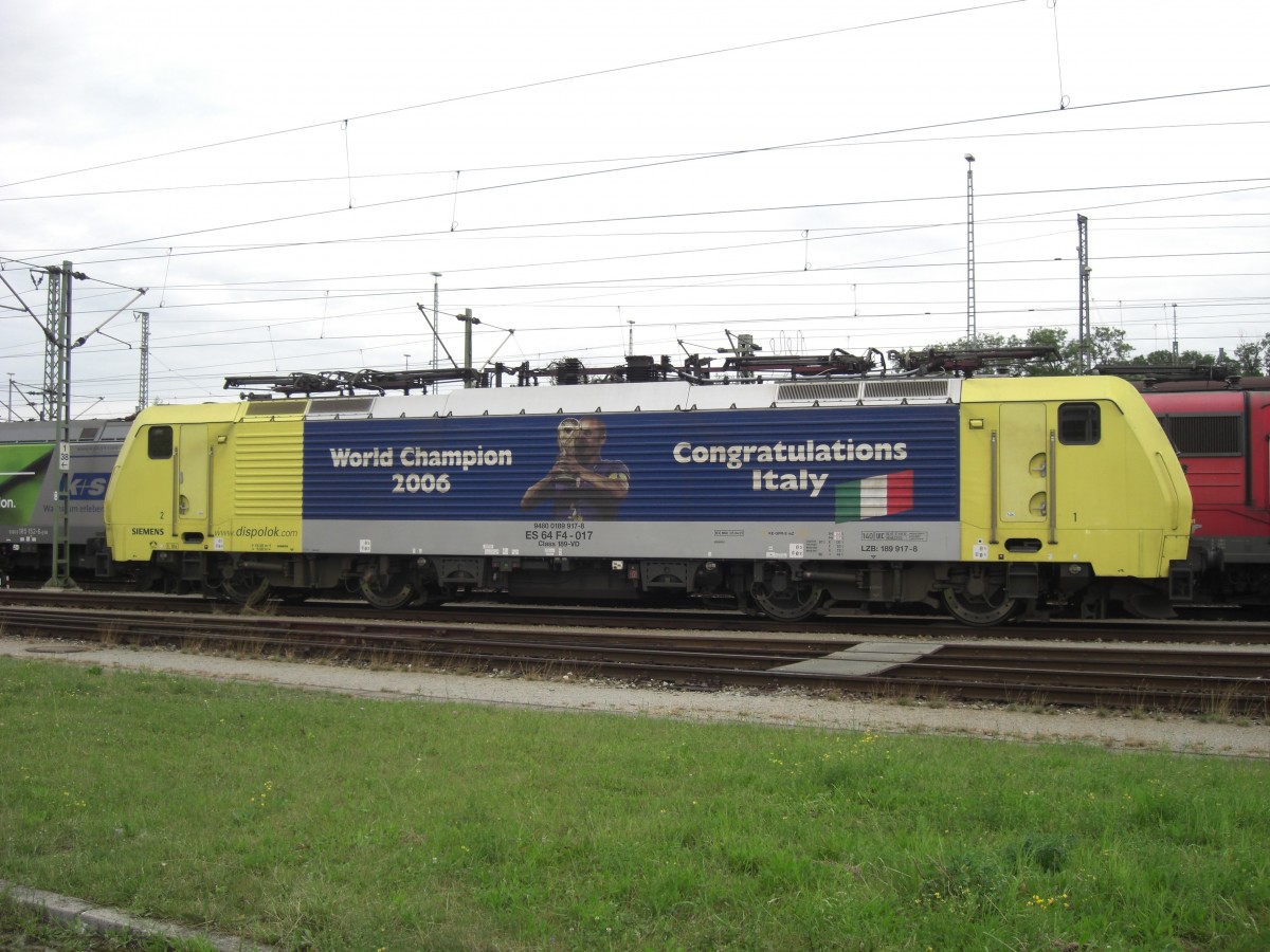 189 917-8 stand am 12. Juli 2008 im Rangierbahnhof M�nchen-Nord. 