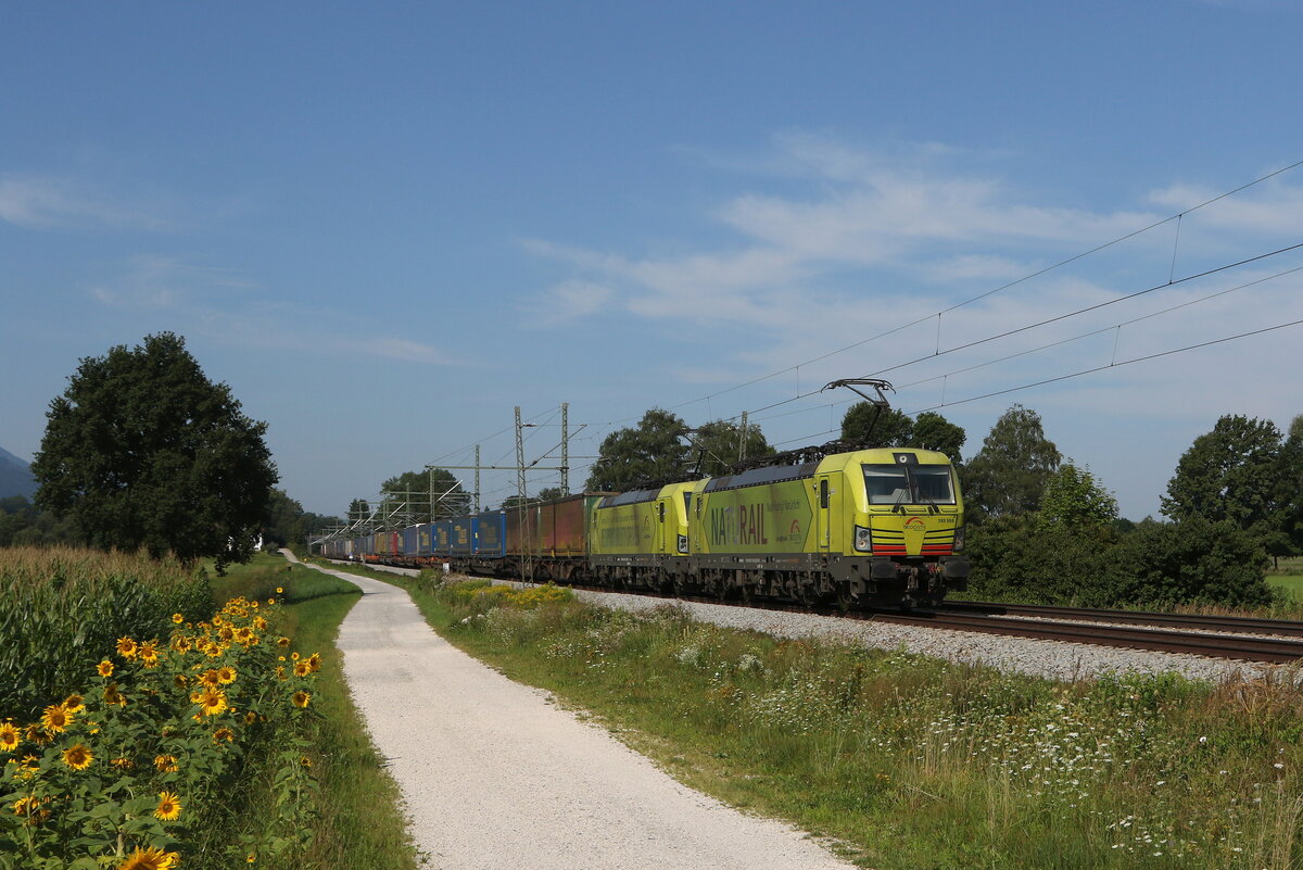 193 559 & 193 552 mit dem  Walter-KLV  aus M�nchen kommend am 12. August 021 bei �bersee am Chiemsee.