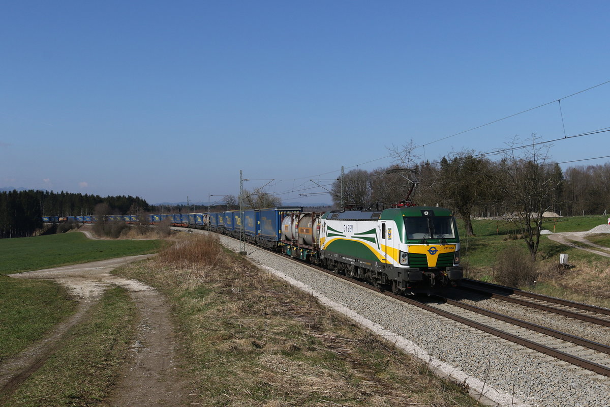 471 004 auf dem Weg nach Salzburg am 18. M�rz 2020 bei Grabenst�tt im Chiemgau.