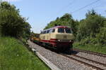 218 105 mit einem Bauzug aus M�nchen kommend am 2.
