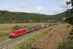 185 222-7 mit einem gemischten G�terzug am 19.