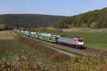 185 599 mit einem Autozug auf dem Weg nach W�rzburg am 12.