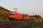 187 165 mit einem gemischten G�terzug im letzten Licht des 23.