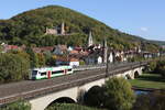 650 417 der  Erfurter Bahn  bei der Ausfahrt aus Gem�nden am 10. Oktober 2022.